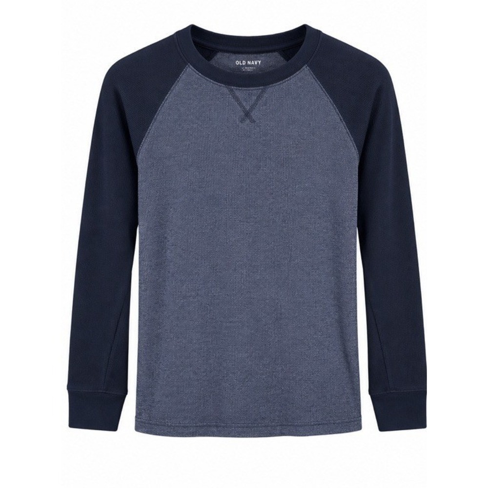 NWT Old Navy Mens Long Sleeve Thermal Shirt Navy Gray Raglan L
